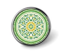 Spilla rotonda verde con fiore giallo e foglie piccole per uomo donna moda distintivo collare pin abito giacca zaino accessori