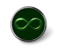 Spilla rotonda verde scuro con simbolo dell'infinito per uomo e donna, accessorio alla moda per colletto, giacca, zaino.
