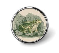 Spilla rotonda vintage a forma di rana seduta su un giglio, per uomo e donna, alla moda, spilla per colletto, giacca, zaino, accessori