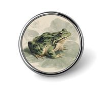 Spilla rotonda vintage a forma di rana su un giglio, per uomo e donna, alla moda, spilla per colletto, giacca, zaino, accessori