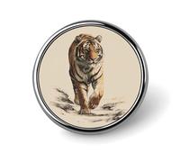 Spilla rotonda vintage a forma di tigre che cammina, per uomo e donna, alla moda, spilla per colletto, giacca, zaino, accessori