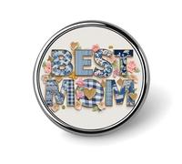 Spilla rotonda vintage con collage tipografico "Best Mom" per uomo e donna, accessorio alla moda per colletto, giacca, zaino.