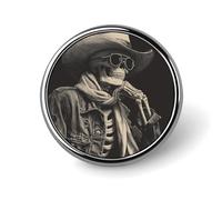 Spilla rotonda vintage con scheletro da cowboy cappello occidentale per uomo donna moda distintivo collare pin vestito giacca zaino accessori