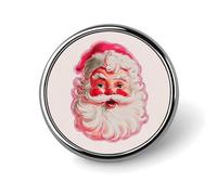 Spilla rotonda vintage con testa di Babbo Natale cappello rosso per uomo donna moda distintivo collare pin vestito giacca zaino accessori