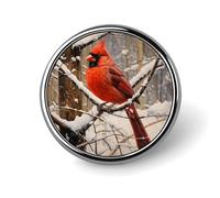 Spilla rotonda vintage con uccellino rosso invernale per uomo donna moda distintivo collare pin vestito giacca zaino accessori