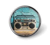 Spilla rotonda vintage da parete della radio Boombox distintivi personalizzati in metallo per abbigliamento borse cappello spilla stampata umoristica distintivo decorazioni per feste accessori per