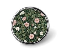 Spilla rotonda vintage floreale verde bianco con fiori rosa per uomo e donna, spilla da colletto alla moda, abito, giacca, zaino, accessori