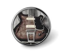 Spilla rotonda vintage per chitarra, in metallo, personalizzata, adatta per abbigliamento, borse, cappelli, spilla stampata umoristica, accessori per feste per uomini e donne