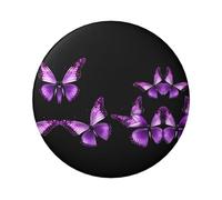 Spilla rotonda viola a forma di farfalla, design in latta resistente con stampa su un solo lato, perfetta per regali personalizzati e decorazione di abbigliamento, Misura unica