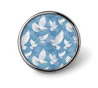Spilla rotonda "White Dove", spilla da bavero, cravatta, abito, accessori per matrimonio, compleanno, per uomo e donna.