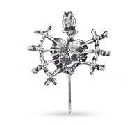 Spilla Sacro Cuore con sette pugnali in argento sterling 925 massiccio con scudo Dolorosa da 25 mm.