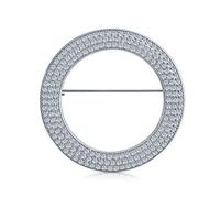 Spilla Sciarpa Rotonda Design Eternità Chiara Pavé CZ Cerchio Della Vita Per Donne Placcata Argento Taglia Media Diametro 1.5