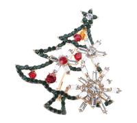 Spilla scintillante a forma di albero di Natale, chiusura sicura, leggera, in lega, accessorio alla moda per le feste, Misura unica, come descritto