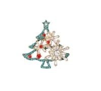 Spilla scintillante a forma di albero di Natale, con strass scintillanti, in lega, accessorio ideale come regalo per gli innamorati, accessorio natalizio da donna, Misura unica, come descritto