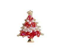 Spilla scintillante a forma di albero di Natale per donne e uomini, raffinata spilla da bavero con cristalli artificiali rossi e verdi, per feste e feste invernali, accessori eleganti