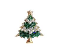Spilla scintillante a forma di albero di Natale per donne e uomini, raffinata spilla da bavero con cristalli artificiali rossi e verdi, per feste e feste invernali, accessori eleganti