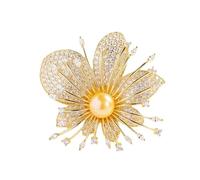 Spilla scintillante con perle artificiali di ispirazione vintage a forma di fiore di cristallo per abiti in lega di cristallo orchidee spilla gioielli