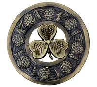 Spilla scozzese a forma di kilt scozzese, design a cardo in argento anticato di alta qualità, con distintivi del clan, spilla da uomo e da donna, accessorio per fusciacca scozzese, 10cm, Ottone