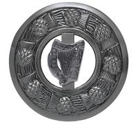 Spilla scozzese a forma di kilt scozzese, design a cardo in argento anticato di alta qualità, con distintivi del clan, spilla da uomo e da donna, accessorio per fusciacca scozzese, 10cm, Ottone