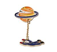 Spilla semplice moda astronauta pianeta smaltata ciondolo spilla costume jeans zaino gioielli decorazione regalo 6,9 x 2,7 cm giallo redditizio e duraturo, trattamento molto attraente