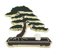 Spilla smaltata a forma di albero bonsai giapponese, in metallo placcato oro, spilla ecologica a forma di pianta zen, regalo per colleghi di famiglia, simbolo di ricchezza e armonia