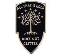 Spilla smaltata a forma di albero classico con scritta "All That Is Gold Does Not Glitter Fantasy Poetry Poetry", 4,1 cm, 1.6 Inches, smaltato, Smaltato
