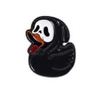 Spilla smaltata a forma di anatra fantasma, 3 x 2,5 cm, divertente spilla a forma di anatra, in bianco e nero, accessorio in metallo per giacche, borse, cappelli e collezionisti