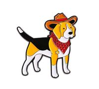 Spilla smaltata a forma di cane da cowboy beagle, graziosa spilla smaltata con cappello da cowboy e bandana, per amanti dei cani, giacche, 3 cm x 2,8 cm