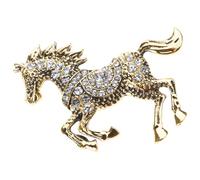 Spilla smaltata a forma di cavallo con strass scintillanti dettaglio versatile lega di zinco gioielli pin per regalo spilla accessorio versatile, Misura unica, come descritto