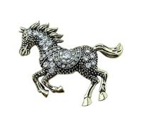 Spilla smaltata a forma di cavallo con strass scintillanti Dettaglio versatile lega di zinco Pin Jewelry per dare il regalo Pin in lega di zinco, Misura unica, come descritto