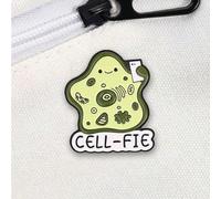 Spilla smaltata a forma di "cell-fie", spilla carina a forma di cellula che fa un selfie, accessorio unico a tema scientifico, regalo perfetto per gli amanti della biologia Tagli UnicaLega di zinco