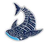 Spilla smaltata a forma di creatura del mare blu, delfino, mante, raggio, squalo, lega, spilla per amanti marini, spilla in lega, Misura unica, come descritto