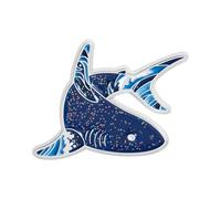 Spilla smaltata a forma di creatura del mare blu, delfino, mante, raggio, squalo, lega, spilla per amanti marini, spilla in lega, Misura unica, come descritto