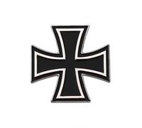 Spilla smaltata a forma di croce in ferro, 3 cm x 3 cm, in metallo bianco e nero, per giacche, borse, cappelli, design classico a croce