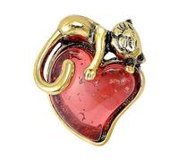 Spilla smaltata a forma di cuore animale, decorazione alla moda per amanti dei gatti in lega, gioiello in lega, Misura unica, come descritto