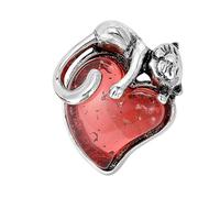 Spilla smaltata a forma di cuore animale, decorazione alla moda per amanti dei gatti in lega, gioiello in lega, Misura unica, come descritto