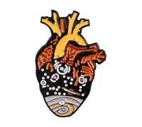 Spilla smaltata a forma di cuore della libertà con motivo a stelle - Coraggioso distintivo gatto per vestiti e risvolti, normale, Metallo non prezioso