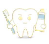 Spilla smaltata a forma di dente carino con spazzolino da denti e dentifricio - Distintivo regalo per l'igiene dentale dentale - Spilla smaltata dura per assistente dentale, uniformi cliniche - 1,9 cm