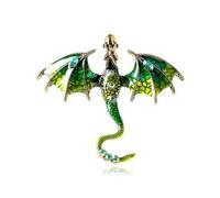 Spilla smaltata a forma di drago retrò con strass a forma di drago volante, per donne e uomini, accessori di abbigliamento, Metallo, metallo
