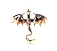 Spilla smaltata a forma di drago retrò con strass a forma di drago volante, per donne e uomini, accessori di abbigliamento, Metallo, metallo