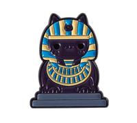 Spilla smaltata a forma di faraone con gatto egiziano antico - Spilla smaltata rigida ispirata a Bastet con design egiziano blu e oro per gli amanti della storia, i fan dell'egittologia - 3 cm x 2,3
