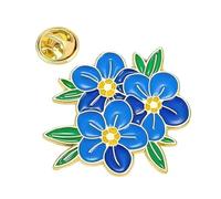 Spilla smaltata a forma di fiore blu con scritta "Forget Me Not, 10*10cm, Metallo