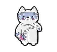 Spilla smaltata a forma di gattino in lega per infermiere di laboratorio per apprezzamento gioielli e decorazione alla moda regalo, Misura unica, come descritto