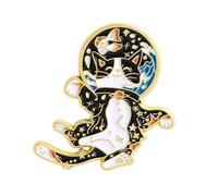 Spilla smaltata a forma di gatto con costellazioni di astronauti, per giacche, zaini, cappelli, accessori, cieli stellati, gatti, distintivi, accessori, One Size, come descritto