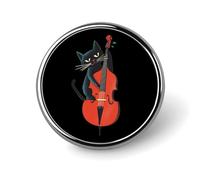 Spilla smaltata a forma di gatto nero che suona il violoncello, ideale come bavero, per zaini o cappelli, carina e divertente, 2,5 cm.