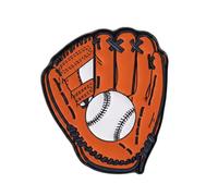 Spilla smaltata a forma di guanto da baseball e palla, 3 x 2,7 cm, con guanto arancione, spilla da bavero sportiva per i fan dei giocatori, per giacche, borse, zaini e berretti