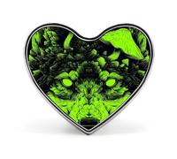 Spilla smaltata a forma di lupo con funghi fosforescenti, a forma di cuore, per donne, uomini, gioielli, zaini, cappelli, decorazione