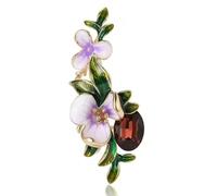 Spilla smaltata a forma di orchidea, per donne e uomini, 5,7 cm x 2,5 cm, accessorio elegante per feste e abbigliamento da ufficio, One Size, Metallo