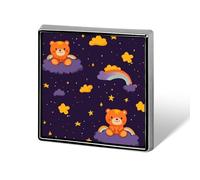 Spilla smaltata a forma di orso arancione sulle nuvole, per donne e uomini, gioielli, zaini, cappelli, decorazione