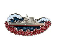 Spilla smaltata a forma di papavero con nave della marina, memorabilia per il giorno della memoria e spille del papavero 2025